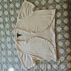 INC Women's White Ruffled Open Shrug Size 1X